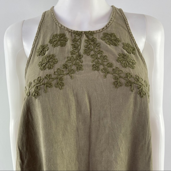 Superdry Olive Green Sleeveless Embroidered Tank Dress Size 8 - Picture 2 of 9